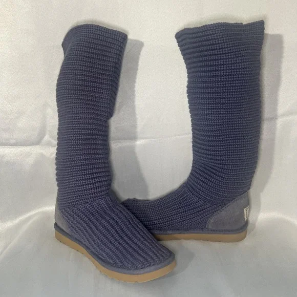 UGG Australia Boots Classic Cardy Knit Tall Boot Womens 8 Sweater Cottage Core - Picture 5 of 13